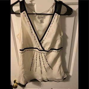 Women’s Silk WHBM Cream Beaded Sleeveless Top - Small